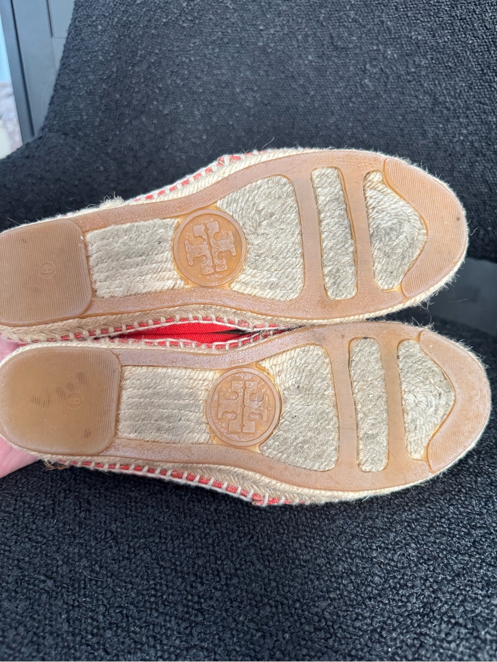 Tory Burch Coral Canvas Espadrille Flats with Leather Trim - Picture 5 of 5